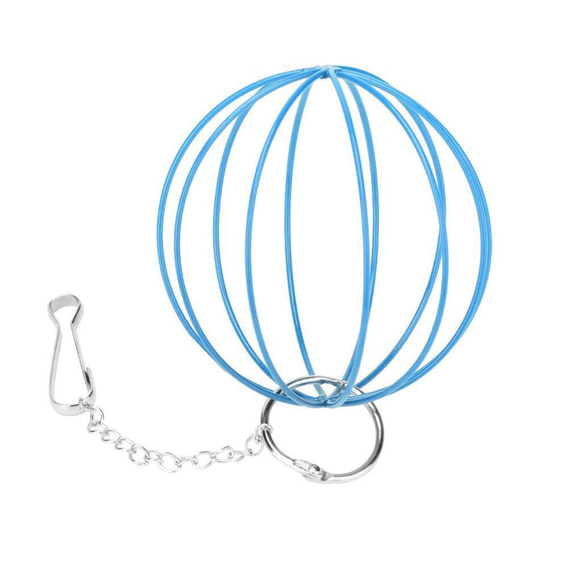 Stainless Steel Plating Pet Hay Manger Food Ball Rabbit Grass Rack (Blue)