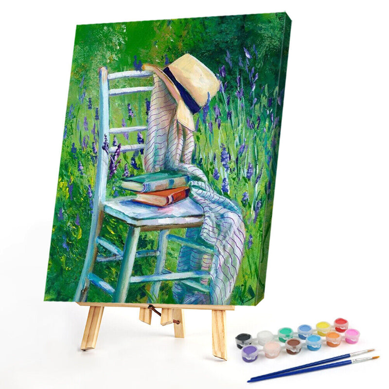 DIY Paint By Number Kit Chairs on The Grass Abstract Acrylic Paint Craft Gifts