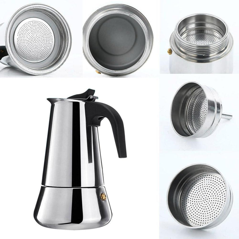 Big Belly Stove Mocha Coffee Pot Moka Stainless Steel Coffee Maker (300ml)