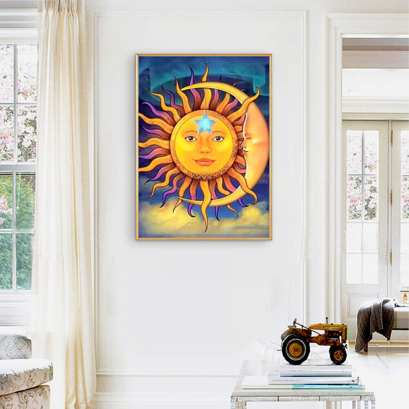 30x40cm 5D Diamond Painting Moon Sun Cross Stitch Kit Rhinestone Bead Crafts