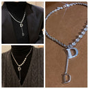 Gift Adjustable Flash Exquisite Fashion Jewelry Metallic Wind D Letter Necklace