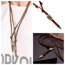 Gifts Punk Jewelry Men Handmade Arrow Pendant Choker Necklace Leather Chain