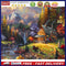 Paint By Numbers for Beginner Lodge Between Mountains and Forests Painting