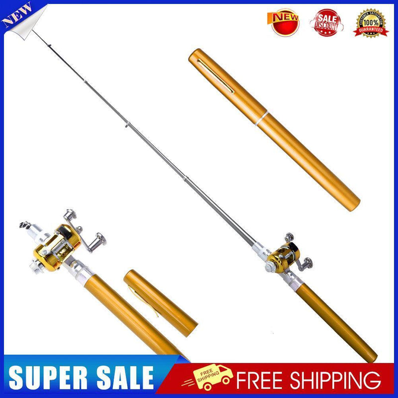 1Mini Portable Pocket Fish Pen Aluminum Alloy Fishing Rod Pole Reel Combos