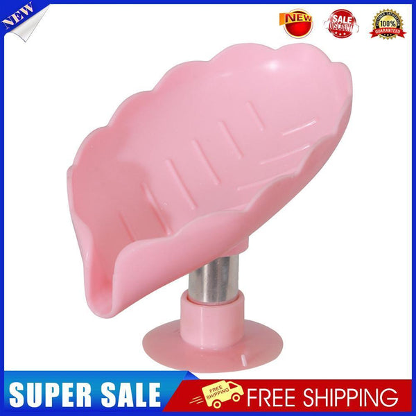 Leaf Shaped Soap Drain Holder Punch-Free Toilet Laundry Tray Gadgets (Pink)