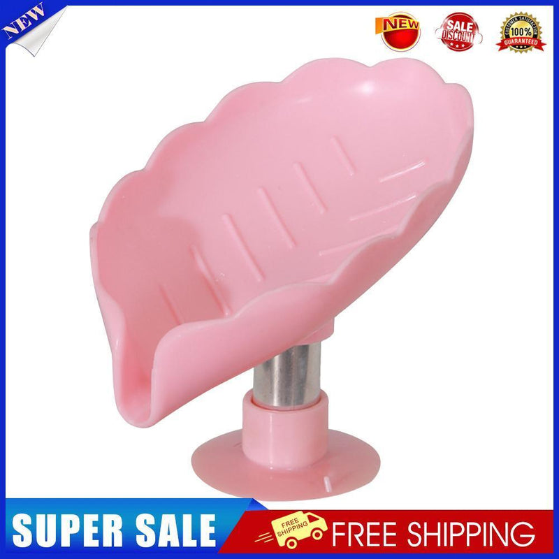 Leaf Shaped Soap Drain Holder Punch-Free Toilet Laundry Tray Gadgets (Pink)