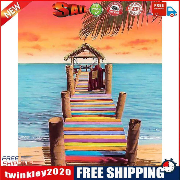 Seaside Step Drawing Frameless DIY Oil Paint by Numbers Canvas Home Decor