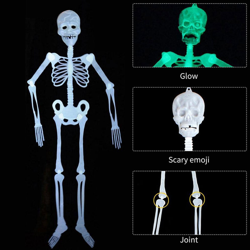 Halloween Luminous Skeleton Decor Glow-in-The-Dark Skeleton Prop Hanging Prop