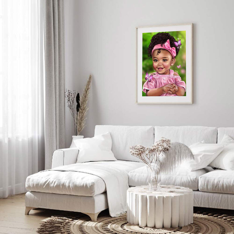 5D DIY Diamond Painting Full Round Drill Curly Hair Girl Wall Decor Rhinestone