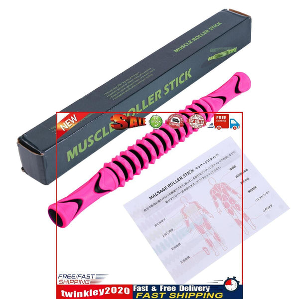 Muscle Roller Stick Body Massage Stick Cellulite Massager Tool (Rose Red) Newly