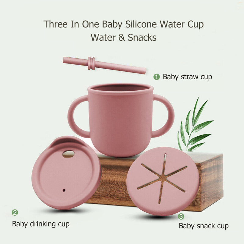 Portable Baby Silicone Cup BPA-Free Leakproof Storage Snack Bottle (Red) Newly