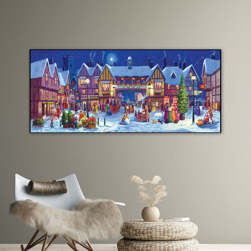 Snowy Village Night Oil Paint By Numbers Kits Canvas Picture DIY Wall Art C