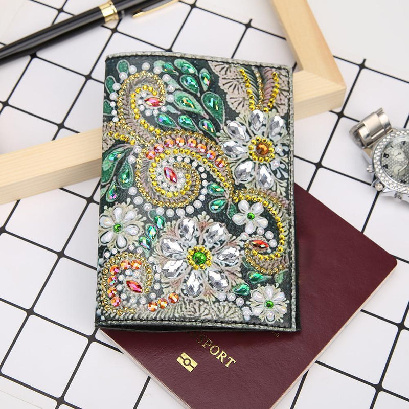 DIY Special Shaped Diamond Painting PU Leather Passport Protective Cover Newly