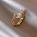 Rhinestone Engagement Charming Wedding Shiny Bamboo Shape Opals Rings Zircon