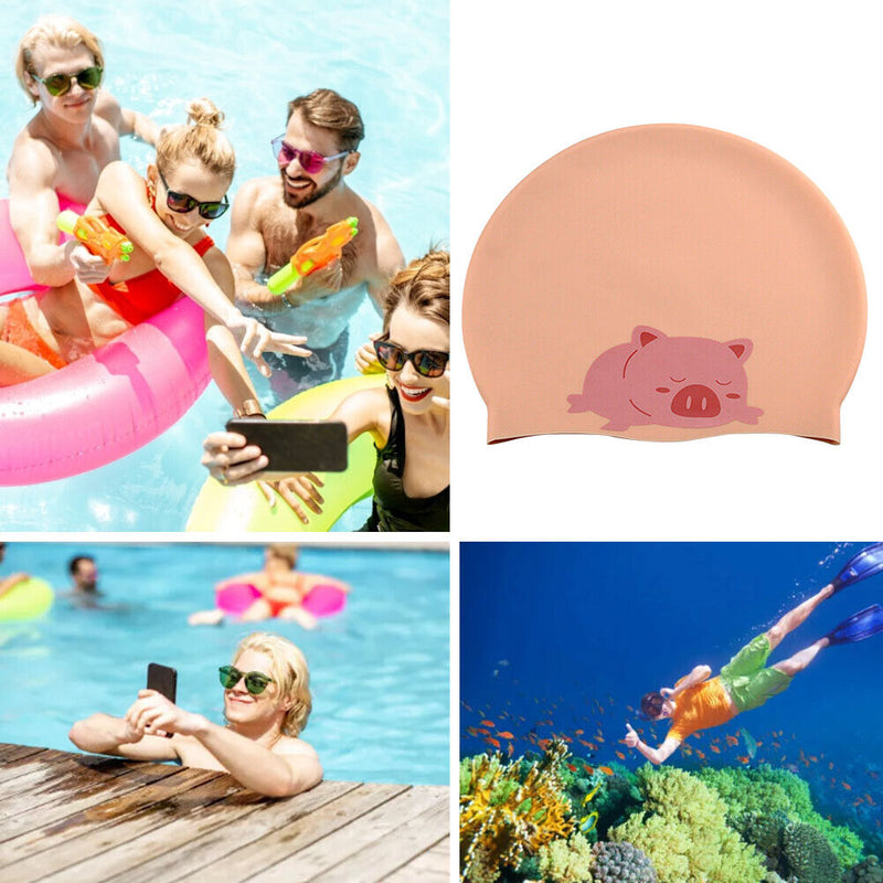 Soft Swimming Cap Silicone Girls Waterproof Sports Adults Antiskid Swim Pool