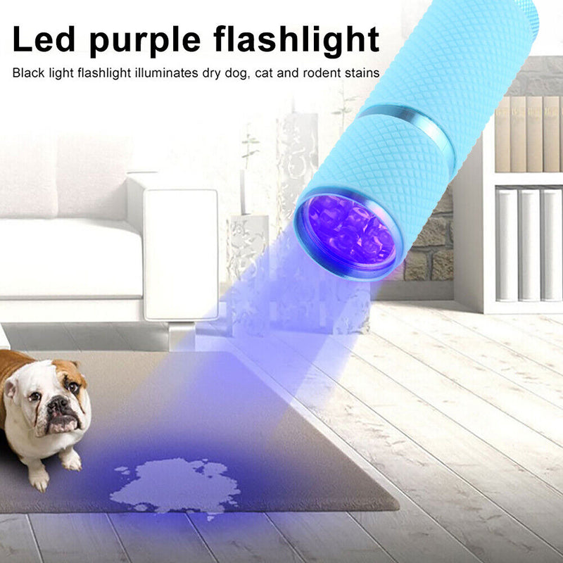 9LED UV Mini Portable Flashlight Purple Light 395-400nm Ultraviolet Torch Lam