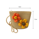 Summer Girls Straw Hat Shoulder Bag Kids Cute Princess Coin Purse Crossbody Bags