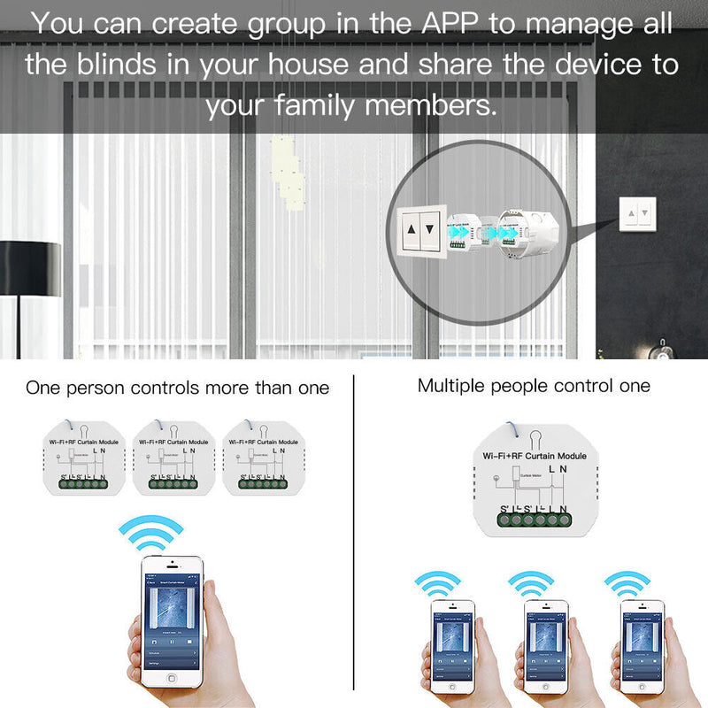 Tuya RF Roller Shutter Blinds Motor WiFi Curtain Switch Module with Remote Newly