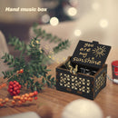 You Are My Sunshine Wooden Carved Hand Cranked Music Box Ornaments (Black) Newly