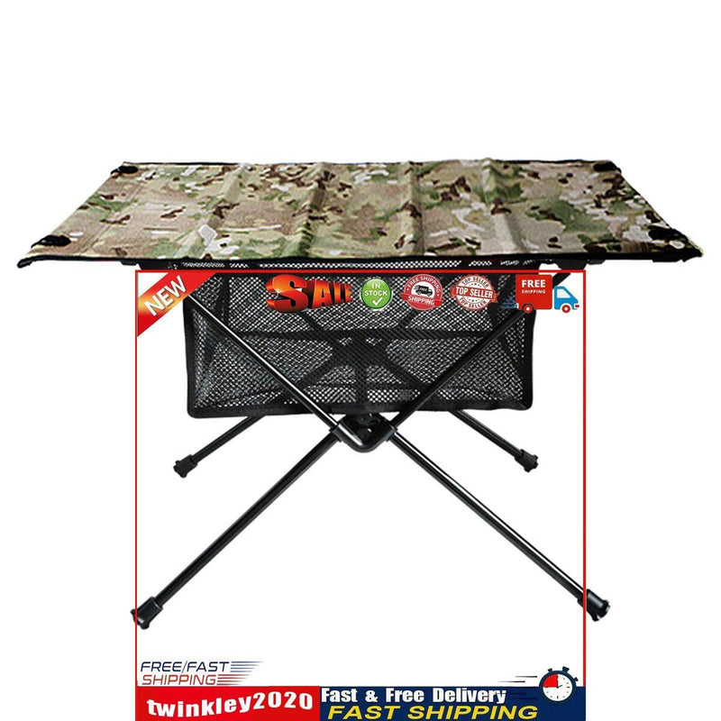 Outdoor Folding Table Net Pocket Coated Oxford Cloth Desk (Camouflage) Newly