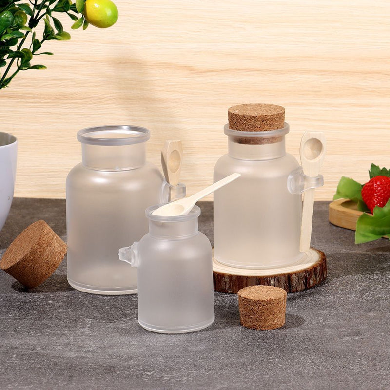 Wooden Spoon Frosted Seal Jar Storage Container Cork Stopper Bath Salt Bottle
