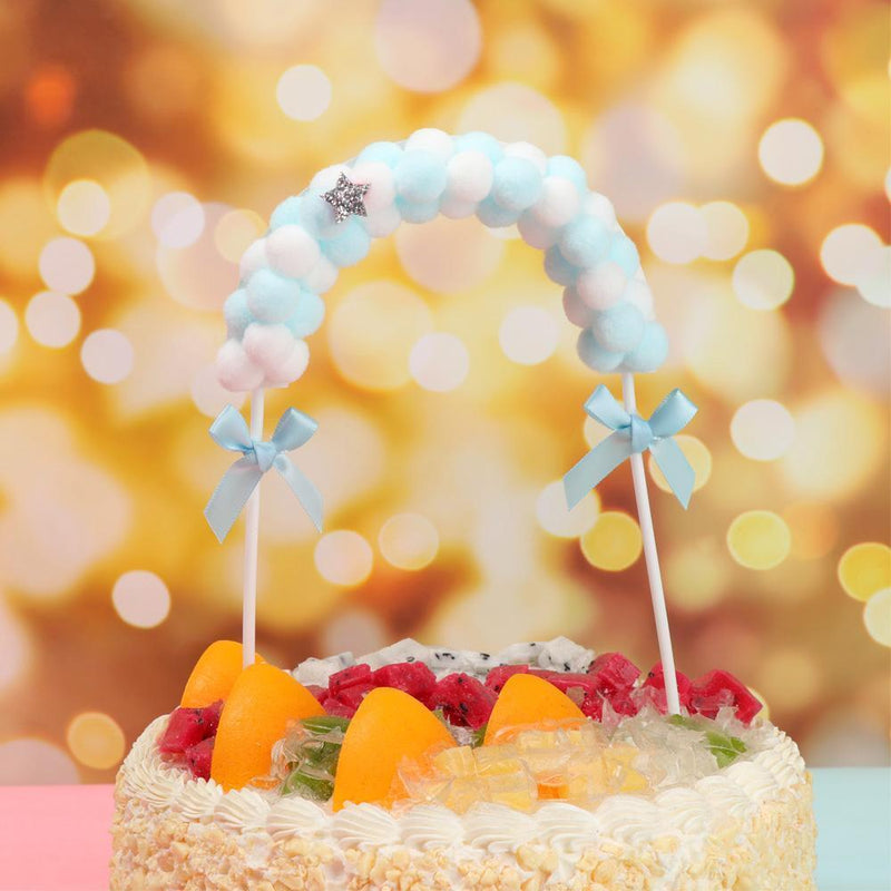 Decoration Soft Baby Shower Pompom Cloud Cake Flags Cloud Balloon Cake Topper