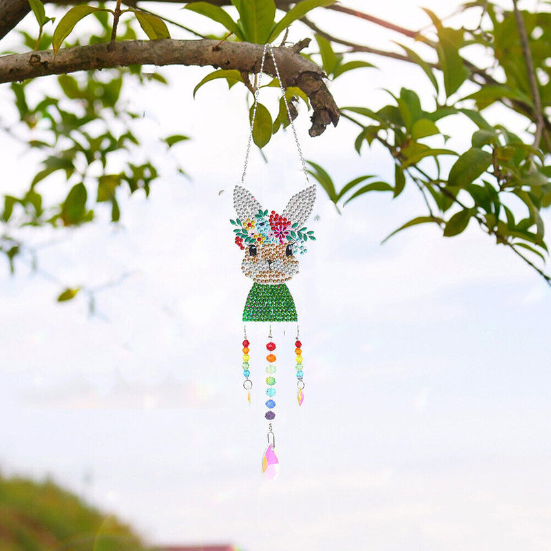 DIY Diamond Painting Light Catcher Hanging Crystal Wind Chime (Rabbit) Newly