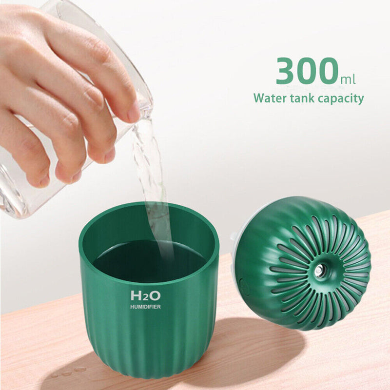 300ml Electric Air Humidifier Aroma Oil Diffuser Mini Sprayer (Dark Green)