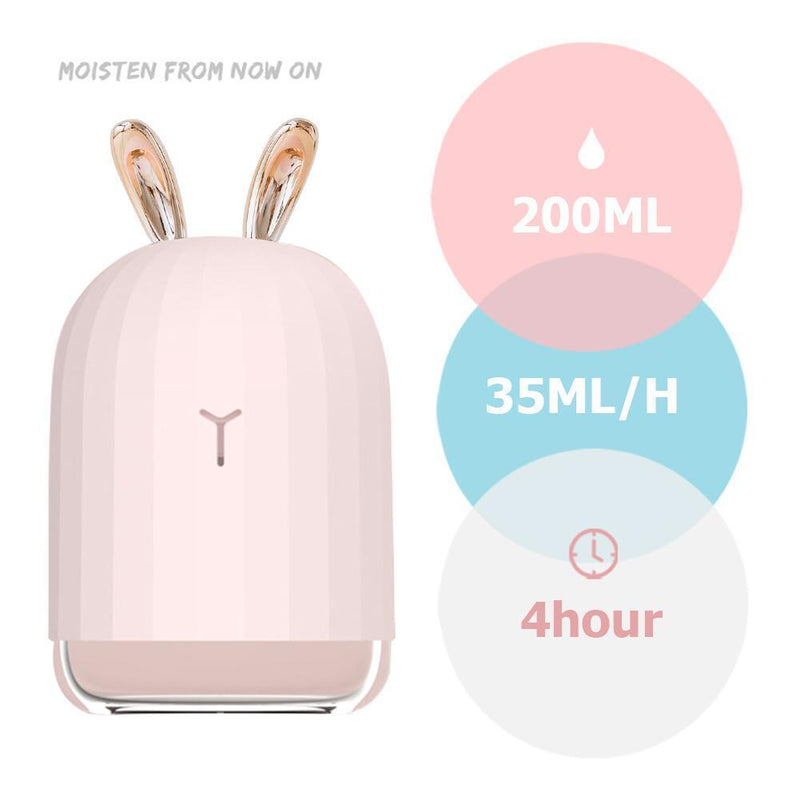 220ml USB LED Ultrasonic Air Humidifier Aroma Essential Oil Diffuser (Pink)