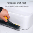 Long Handle Floor Scrub Brush 2 in 1 Window Wiper Floor Mop Clean (Yellow)