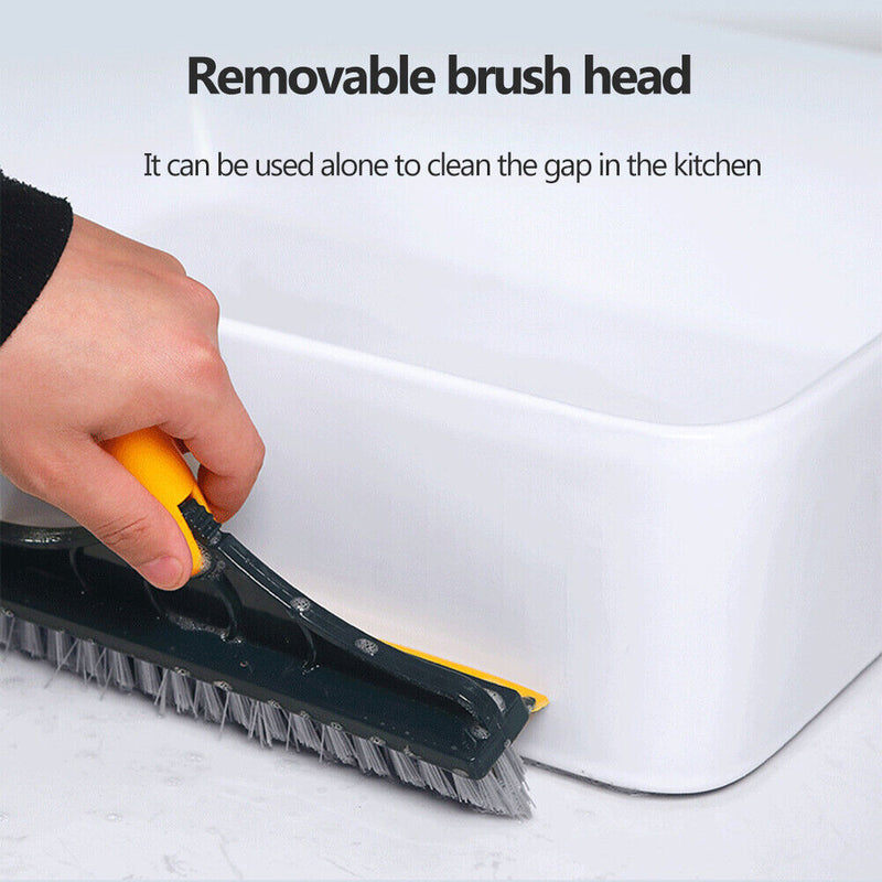 Long Handle Floor Scrub Brush 2 in 1 Window Wiper Floor Mop Clean (Yellow)