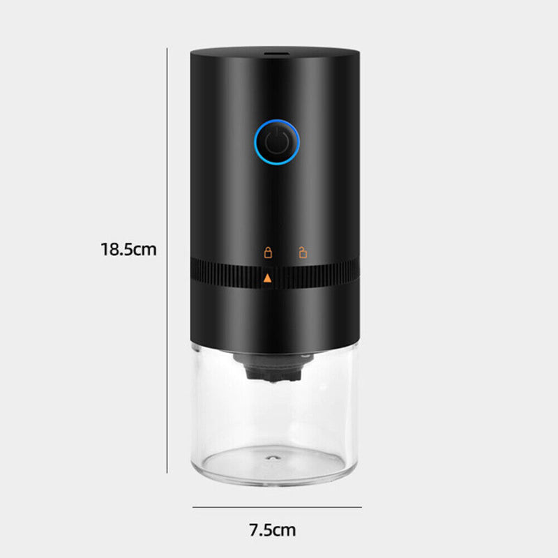 Electric Coffee Grinder USB Rechargeable Auto Cafe Beans Grinding (Black) Newly