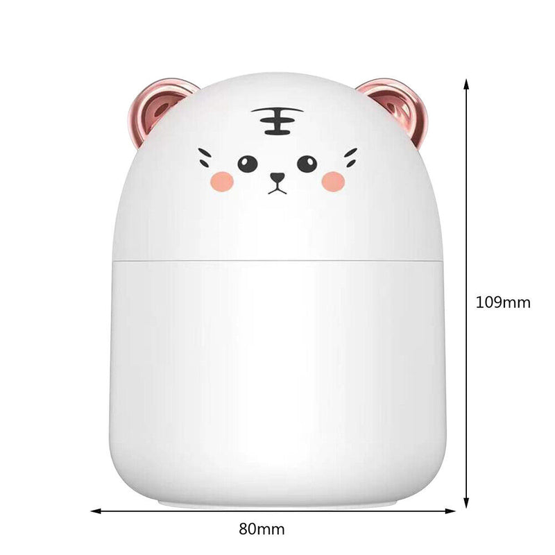 Air Humidifier Cute Tiger Aroma Diffuser with Night Light Cool Mist (White)