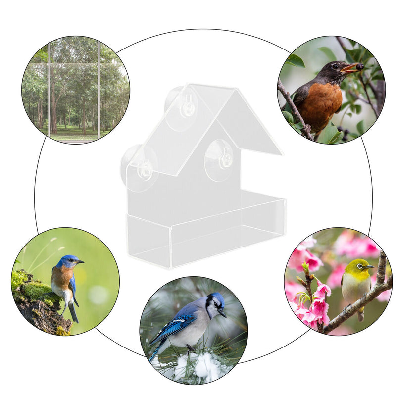 Plastic Window Bird Feeder, Transparent, Suction Cup, House Shape Birdfeeders