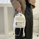 Women Mini Lamb Wool Solid Color Backpack Female Preppy Style Casual Rucksacks