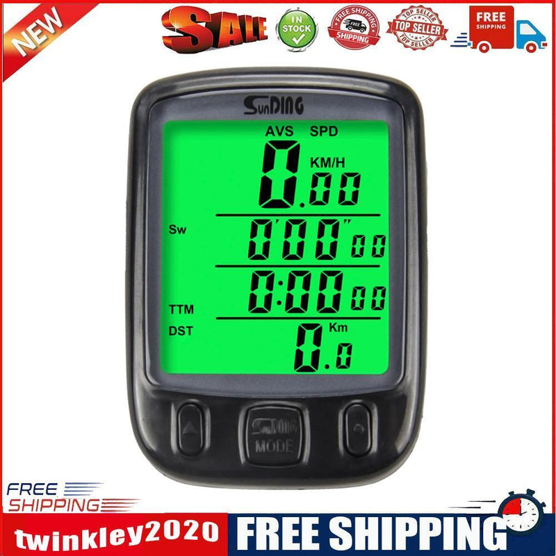 SunDing Bicycle Wired Computer Waterproof Backlight Odometer Speedometer