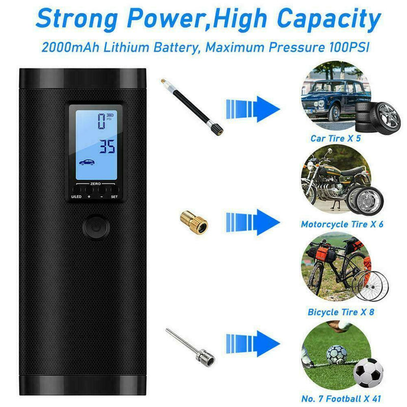 Rechargeable Electric Air Compressor Car Bicycle Inflator Pump Tire AU L2U3