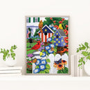 5D DIY Diamond Painting Full Square Drill Fence Birds Mosaic Crafts Home De