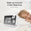 LED Digital Projector Alarm Clock Temperature Display Wake Up Watch (White)