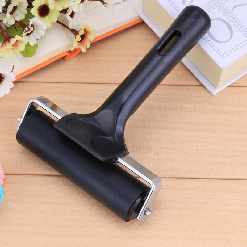 Black Rubber Roller Brush Rubber Roller DIY Painting Craft Tools(10cm) Newly