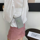 Fashion Women Rhinestone Solid Color Chain Glitter Mini Shoulder Messenger Bag