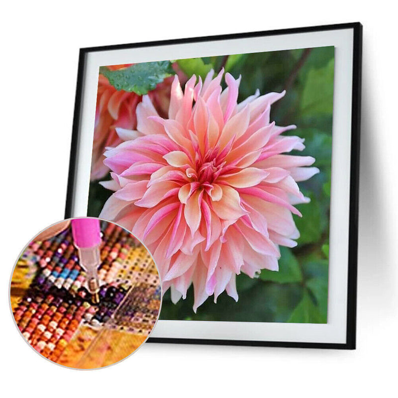 5D DIY Full Round Drill Diamond Painting Pink Flower Mosaic Rhinestone Draw