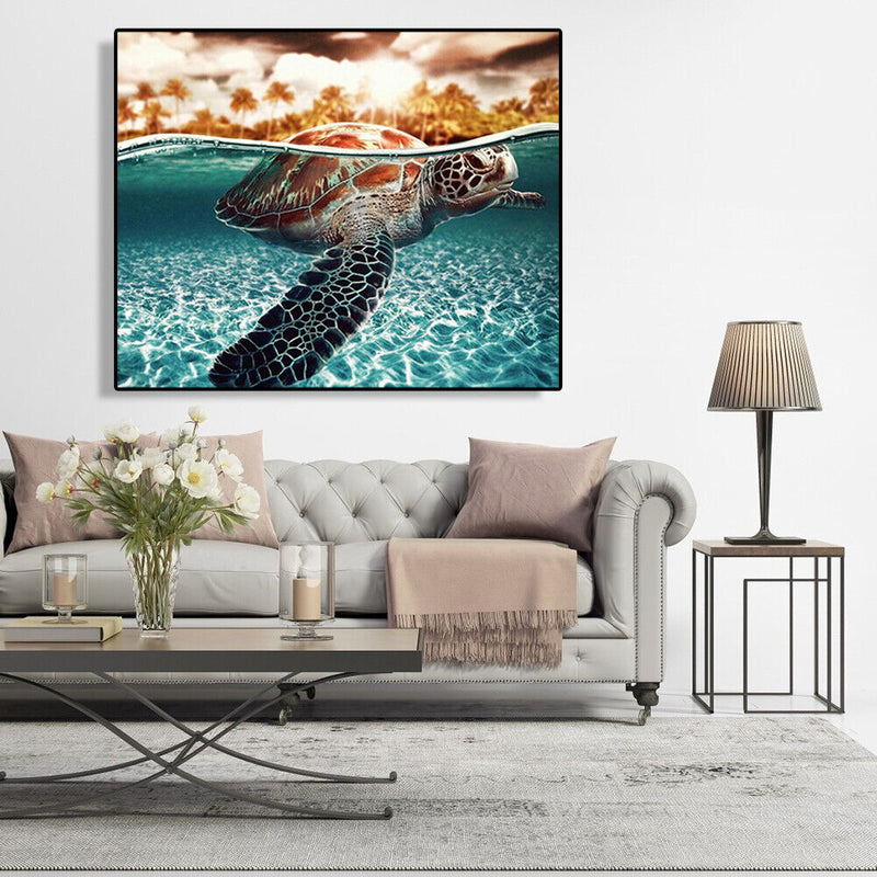 Painting By Numbers DIY Sea Turtle Hand Painted Canvas Oil Art Picture Craft Kit