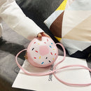 Kids Girls Shoulder Round Shaped Messenger Bag Donuts Leather Street Money Purse
