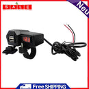 Motorcycle 3.4A Dual USB Charger Handleable Mirror Power Adapter with Voltmeter