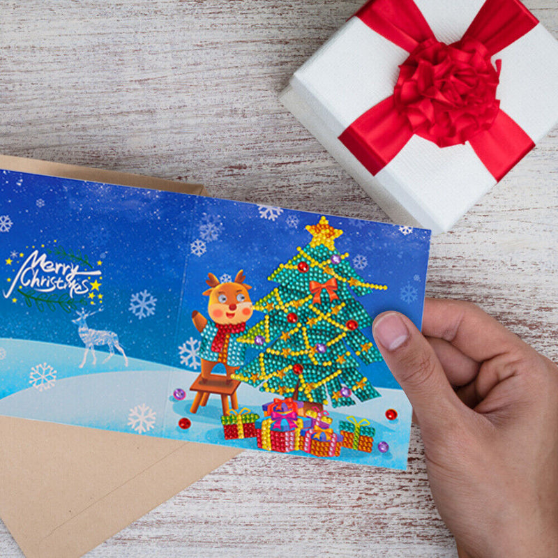 Blessing Christmas Card DIY Special Shape Glitter Diamond Greeting Cards Gift