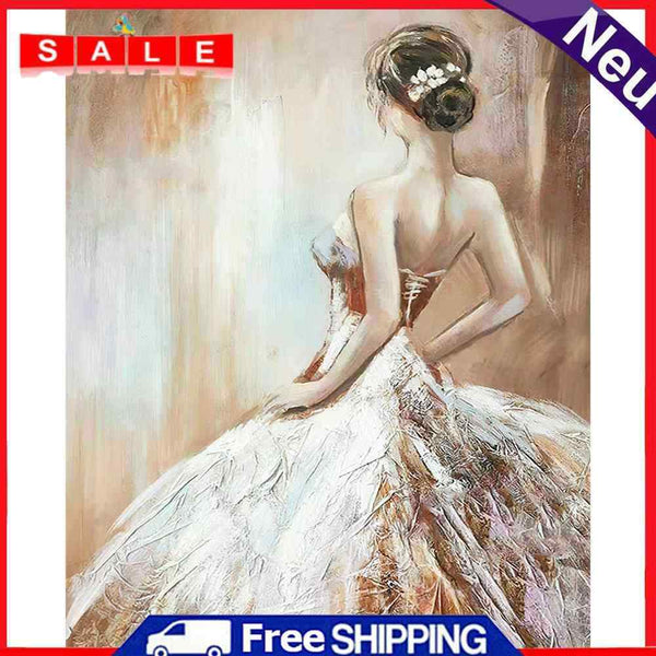 Girl Back Frameless Picture Oil Paint By Numbers Hand Painted Picture for Home