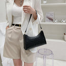 Retro Women PU Leather Solid Color Alligator Pattern Small Underarm Shoulder Bag