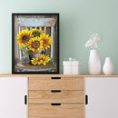 5D DIY Full Drill Round Shape Sunflower Rhinestone Diamond Drawing for Home