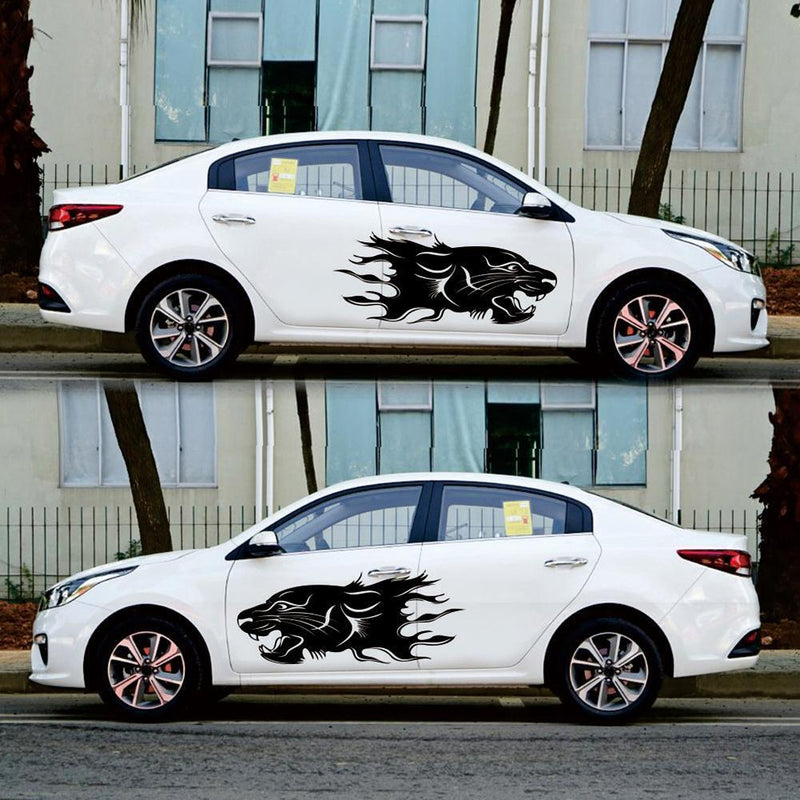 2pcs Lion Totem Decals Car Stickers Personality Auto Side Body Stickers Black